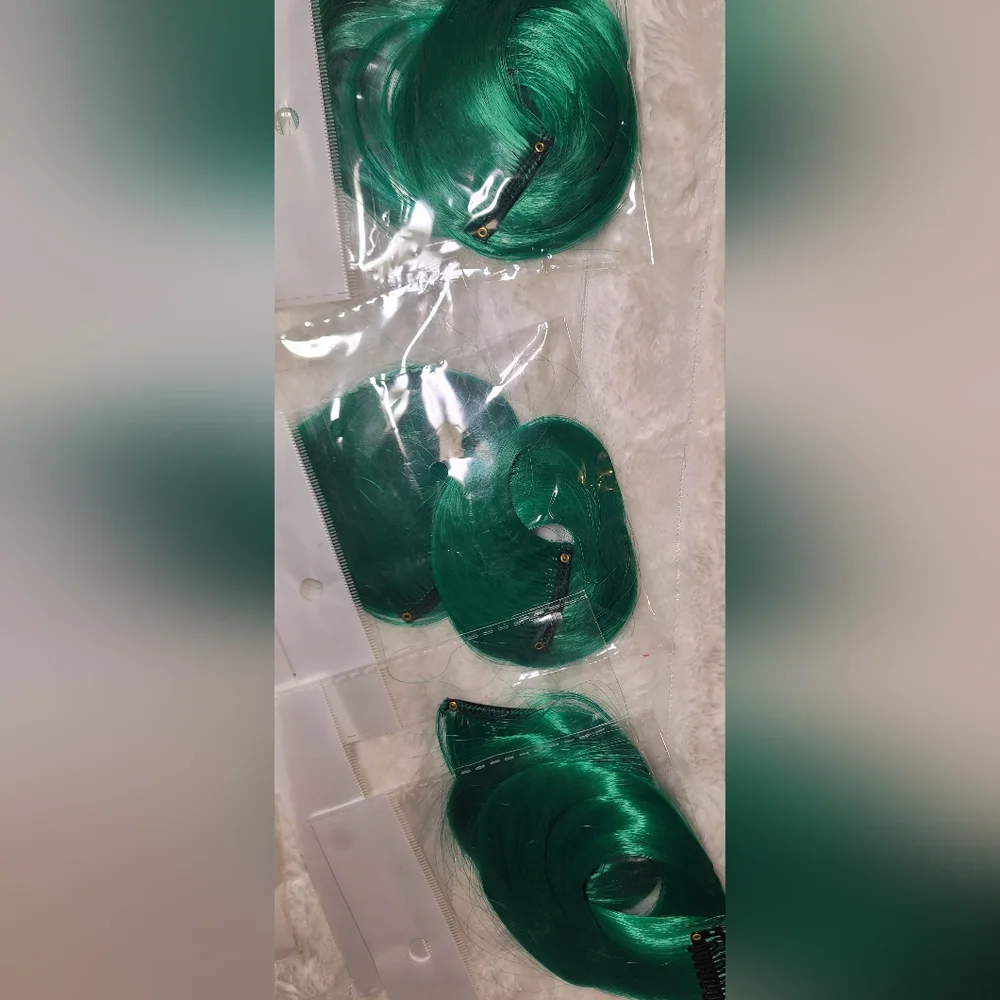 Emerald Green Hair Extensions By Feshfen, 5 Clips 22